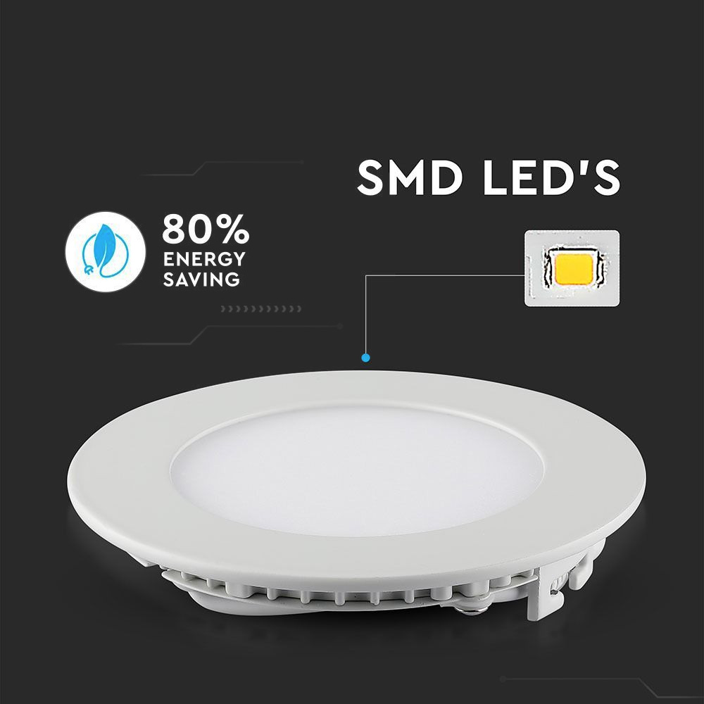 Panou LED 6W Premium, Rotund, 6400K