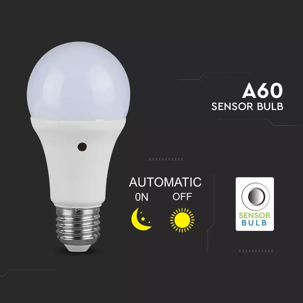 Bec LED - 9W, E27, A60, Thermoplastic, Senzor 200D, 4000K
