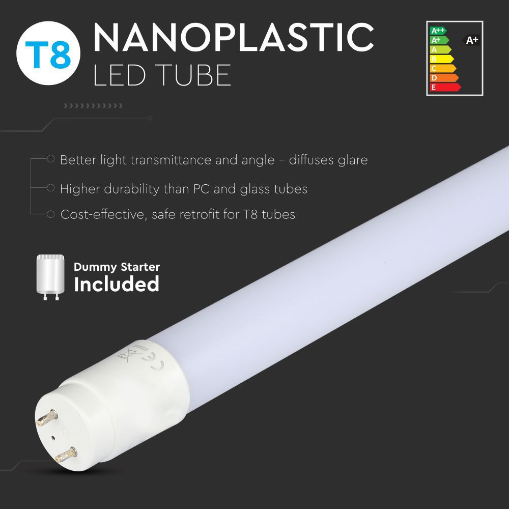 Tub LED T8, 18W, 120 cm, Nano Plastic, Non Rotativ 3000K
