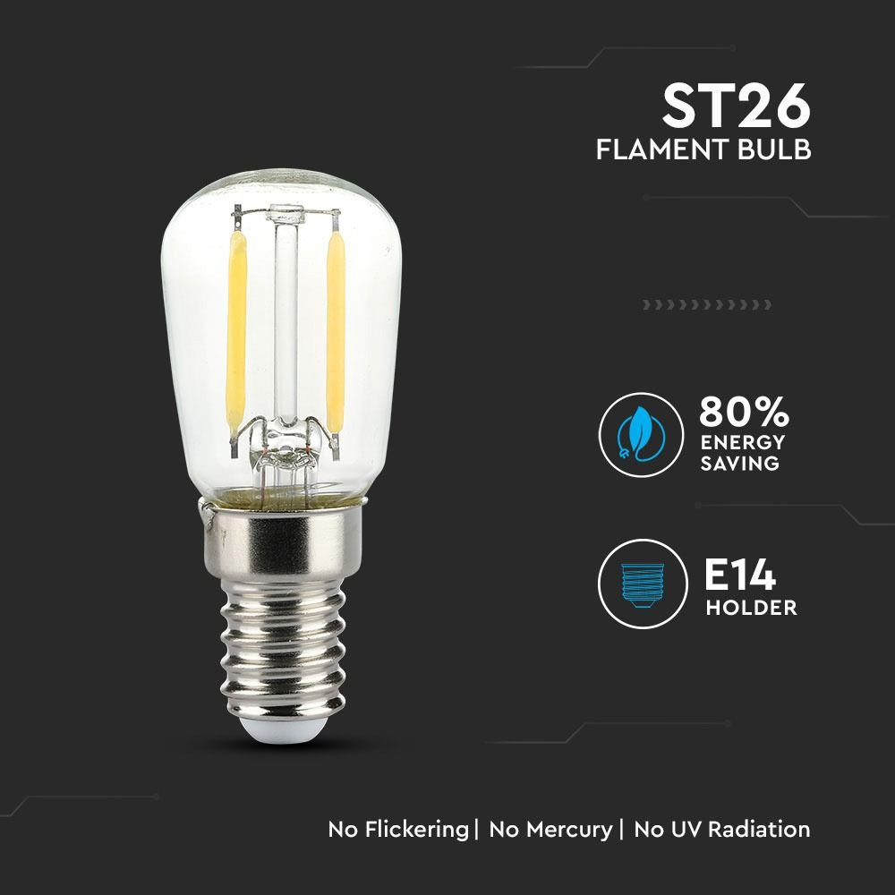 Bec LED - 2W, Filament, E14, ST26, 6400K