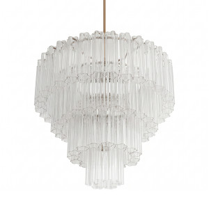 Candelabru din sticlă cascadă – 12 becuri E14, Arctic Cascade White, Ø60 cm