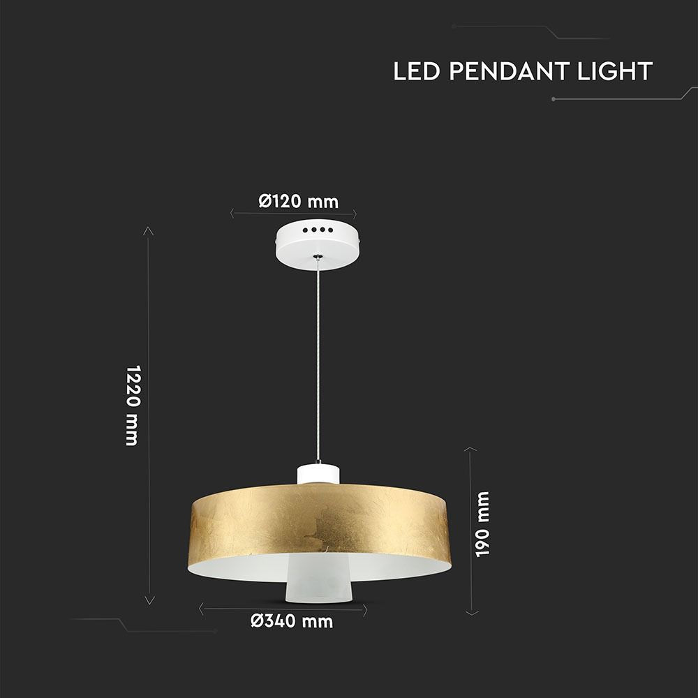 Pendul LED 7W, Abajur Auriu, Ø340x190mm, Lumina neutra