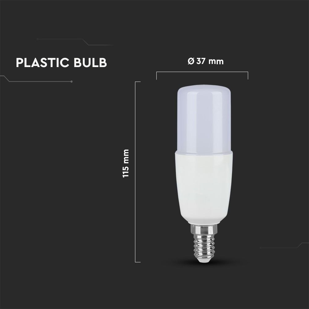 Bec LED 8W, E14, T37, Plastic, Lumina Naturala 4000K Cip Samsung