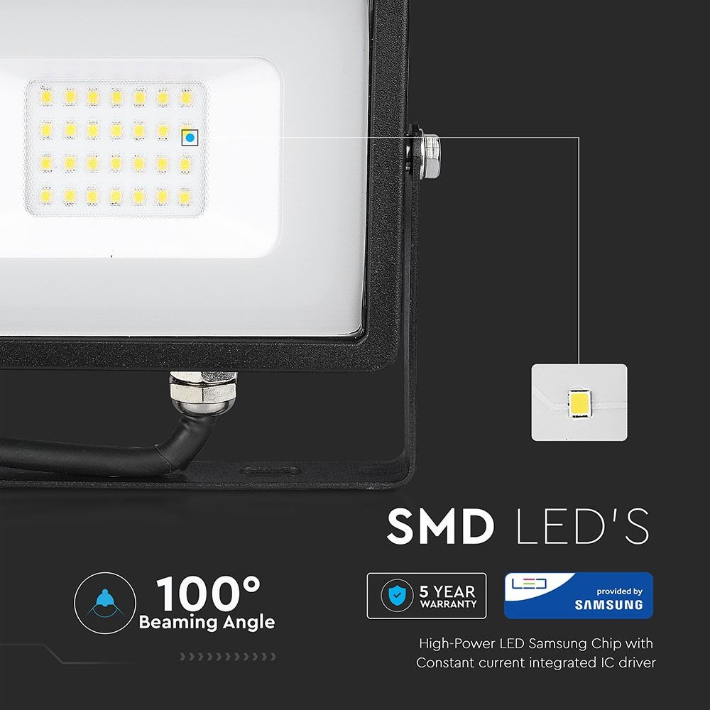 Proiector LED 20W, SMD, Corp Negru, Lumina Rece CIP SAMSUNG