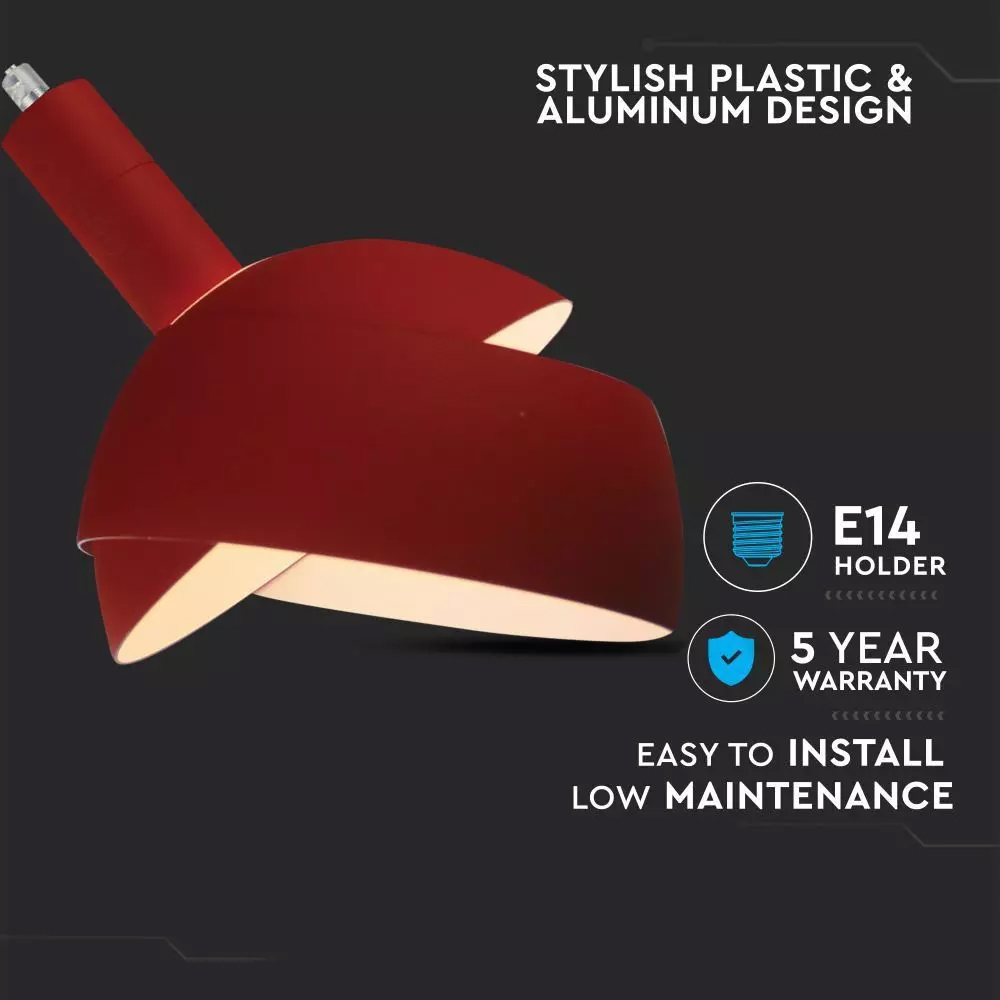 Pendul de Plastic E14 cu Margine de Aluminium Rosu