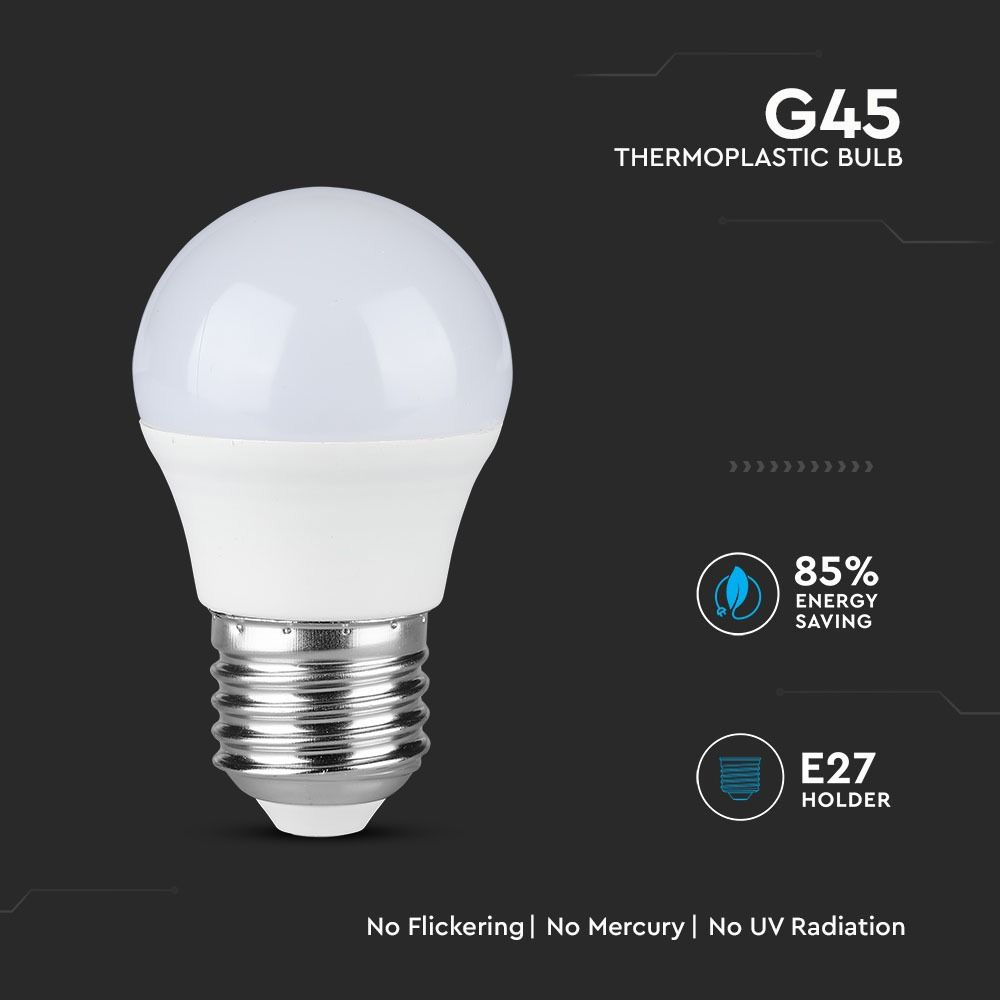 Bec LED 4.5W, E27, G45, Plastic, Lumina Calda 3000K CIP SAMSUNG
