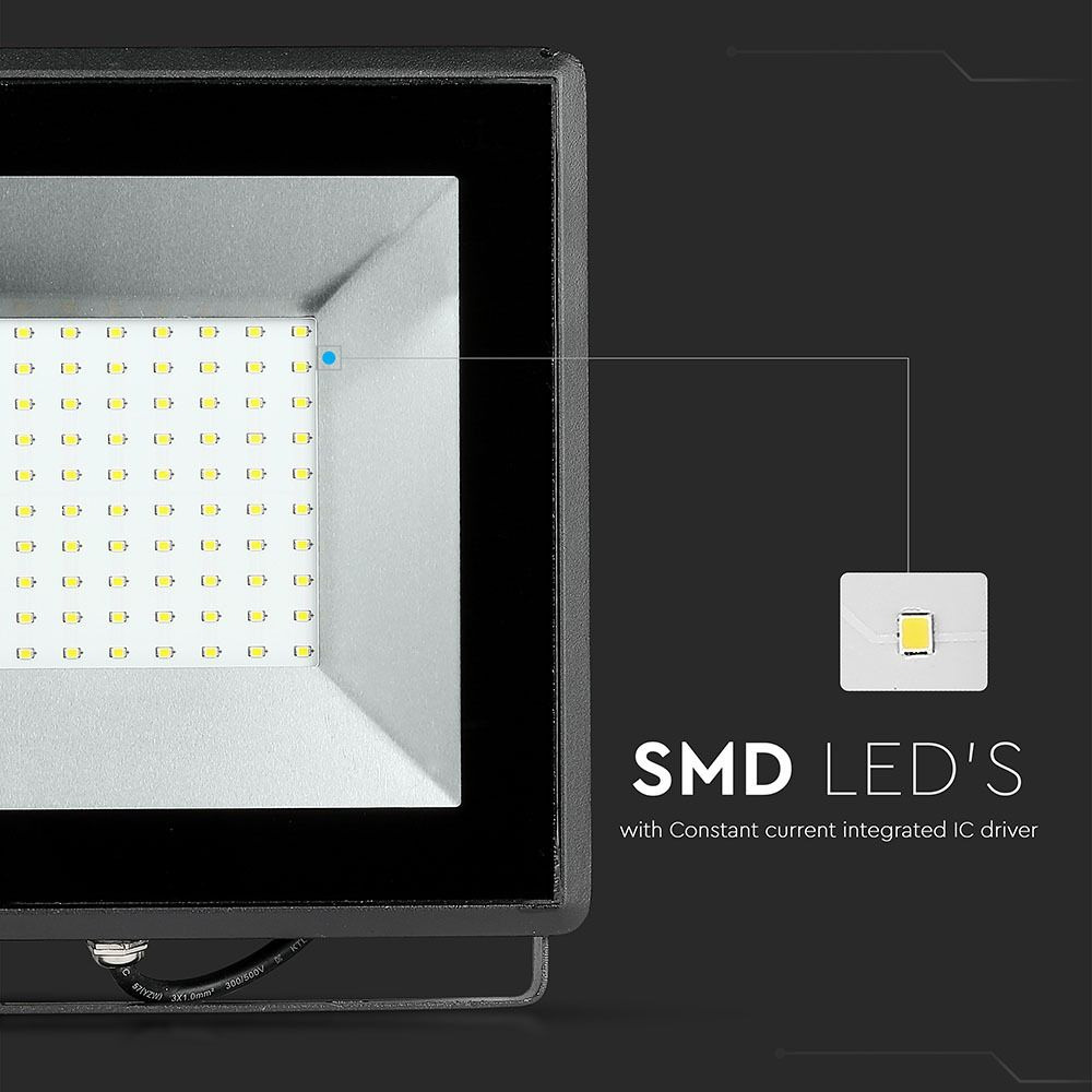 Proiector LED 100W, SMD, Seria-E Corp Negru, Lumina Calda