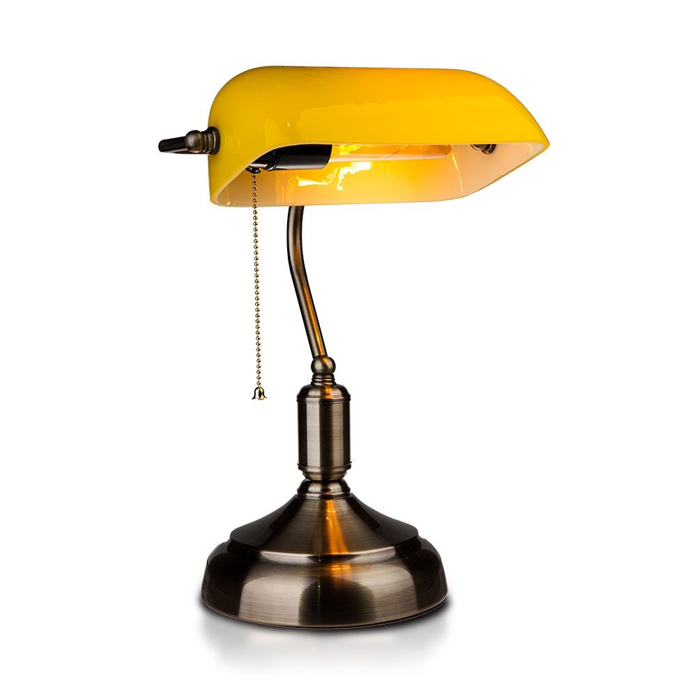 Lampa de Birou Vintage, Corp Galben cu Soclu E27 si Comutator