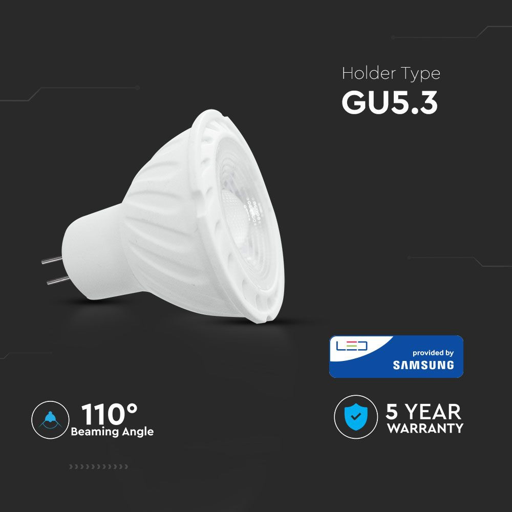 Spot LED GU5.3, 6.5W, MR16, Lentila de Plastic, Lumina Calda 3000K cu Cip Samsung