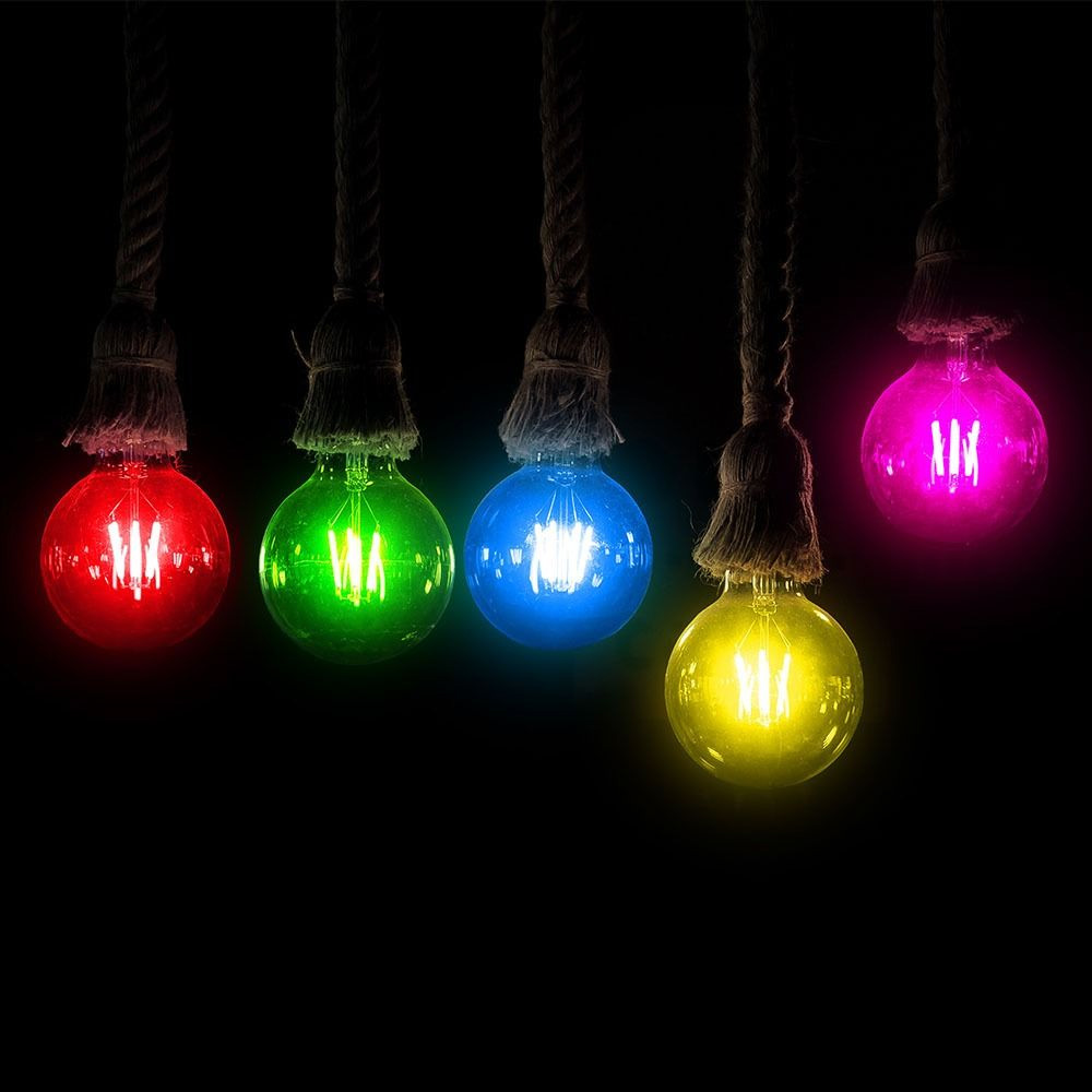 Bec LED 2W, Filament, E27, G45, Culoare Verde