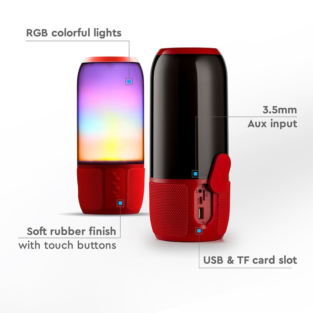 Boxa LED Luminoasa 2x3W CU BLUETOOTH, USB & TF SLOT, Corp Rosu