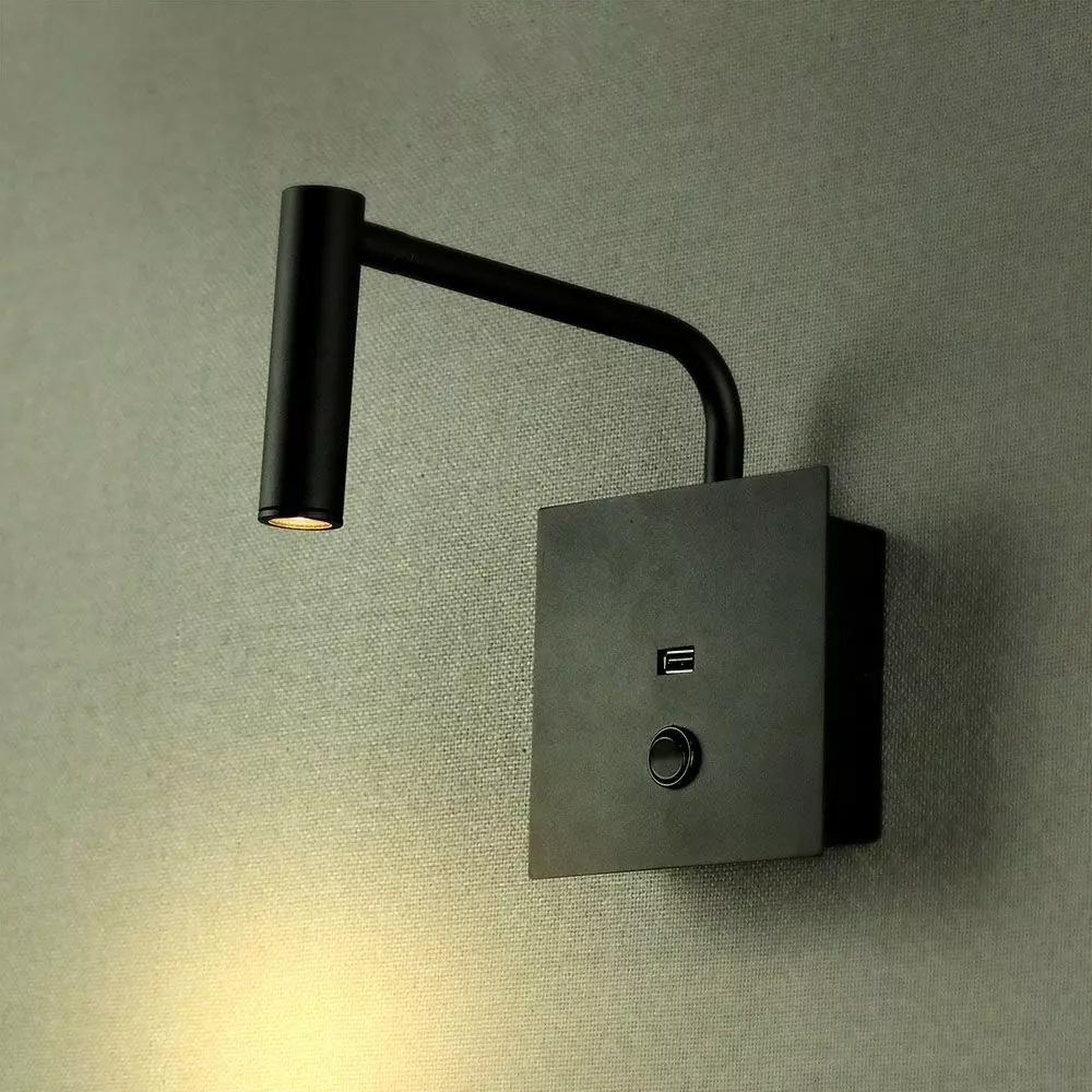 Lampa LED orientabila cu buton ON/OFF si USB,Corp Negru