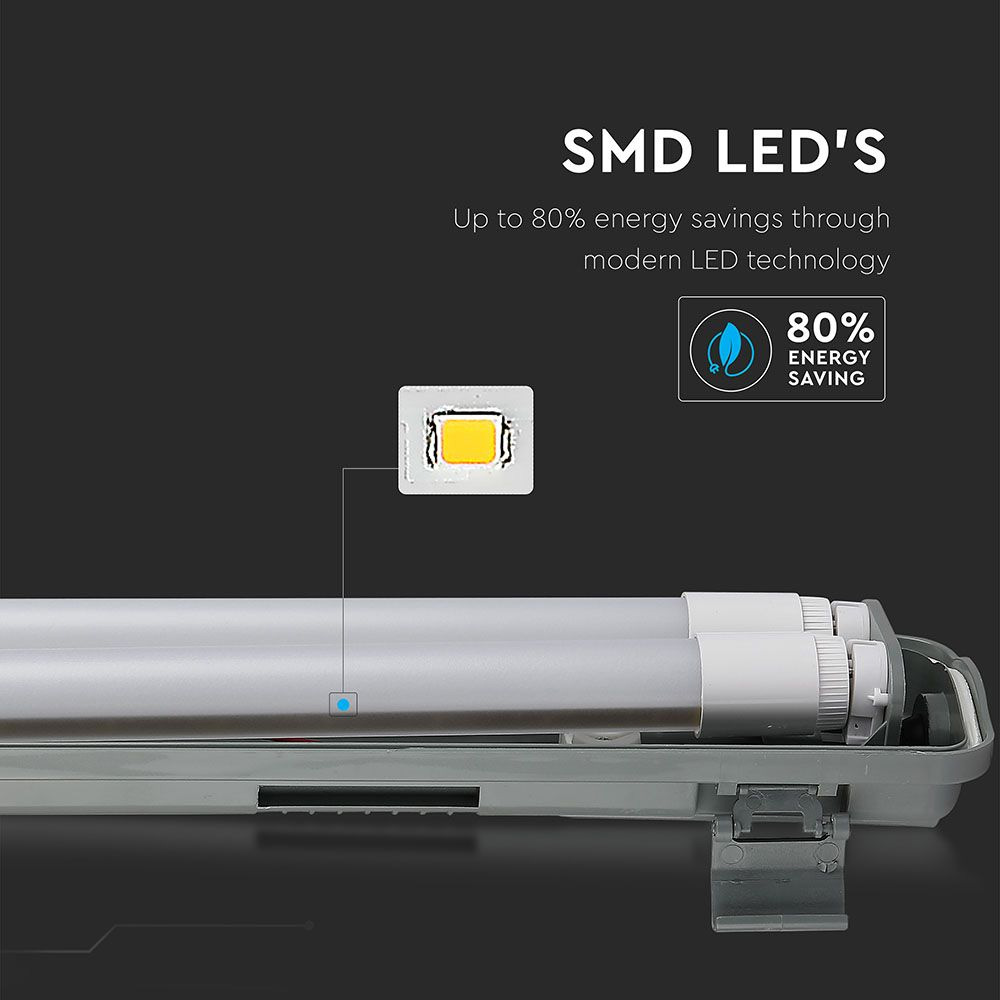 Lampa LED cu Tuburi 2x1200mm - 2x18W, Lumina Naturala (4000K) IP65