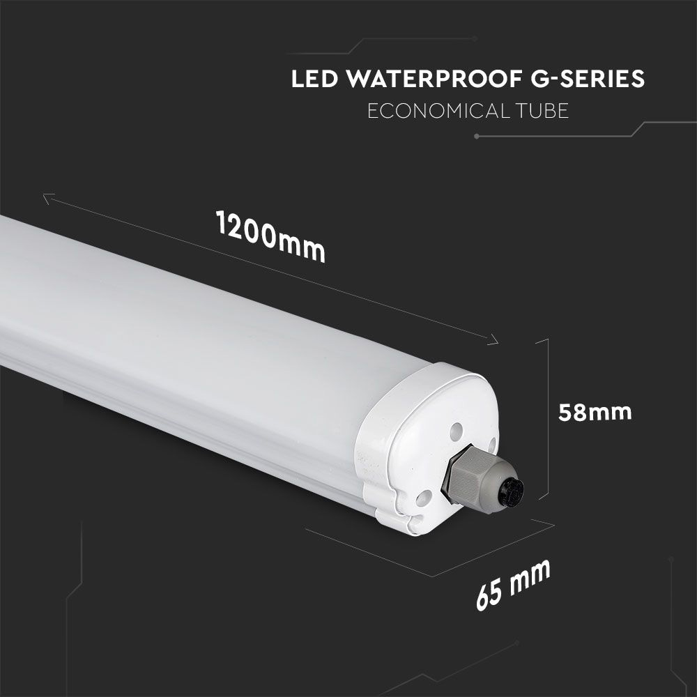 Lampa Liniara LED Impermeabila G-SERIES 1200mm 36W, Lumina Rece (6400K)