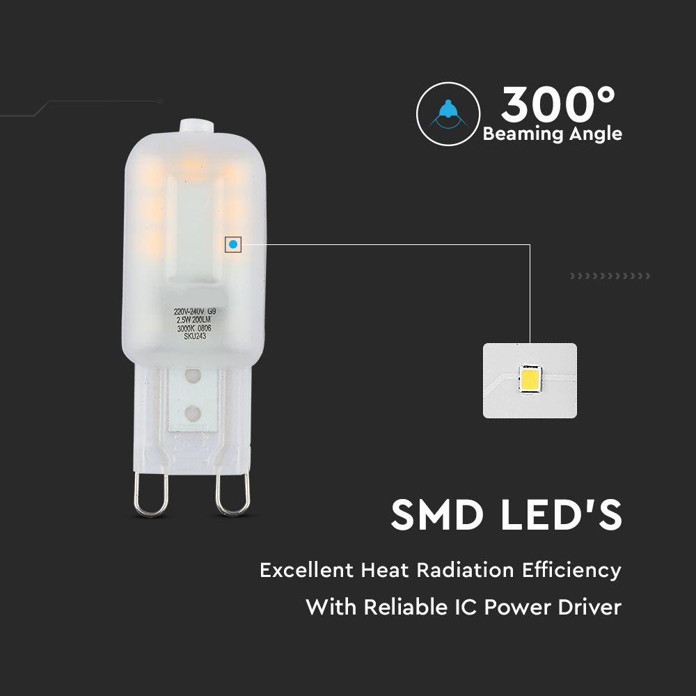 Spot LED G9, 2.5W, Plastic, Lumina Rece 6400K cu CIP SAMSUNG