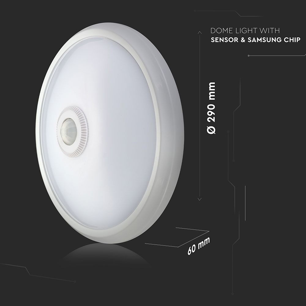 Aplica LED cu Senzor 12W, Lumina Rece 6400K Cip Samsung