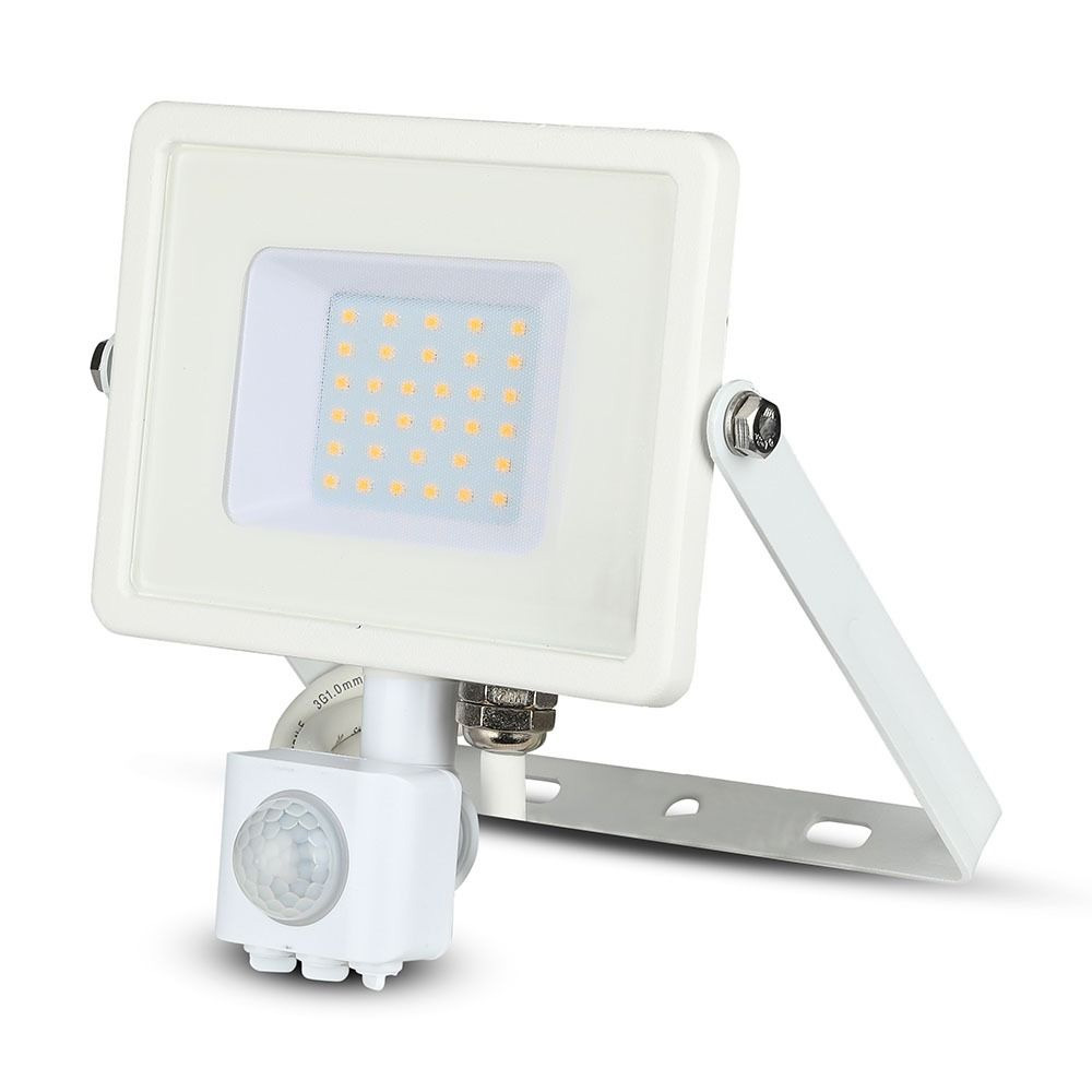 Proiector LED cu Senzor 30W, Functie de Cut-OFF, Corp Alb, Lumina Rece