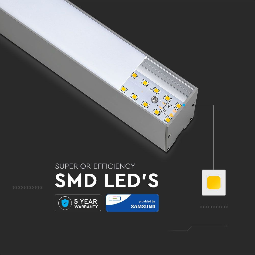 Lampa LED Liniara 40W, Suspendata, Corp Argintiu, Lumina Naturala (4000K) cu CIP SAMSUNG