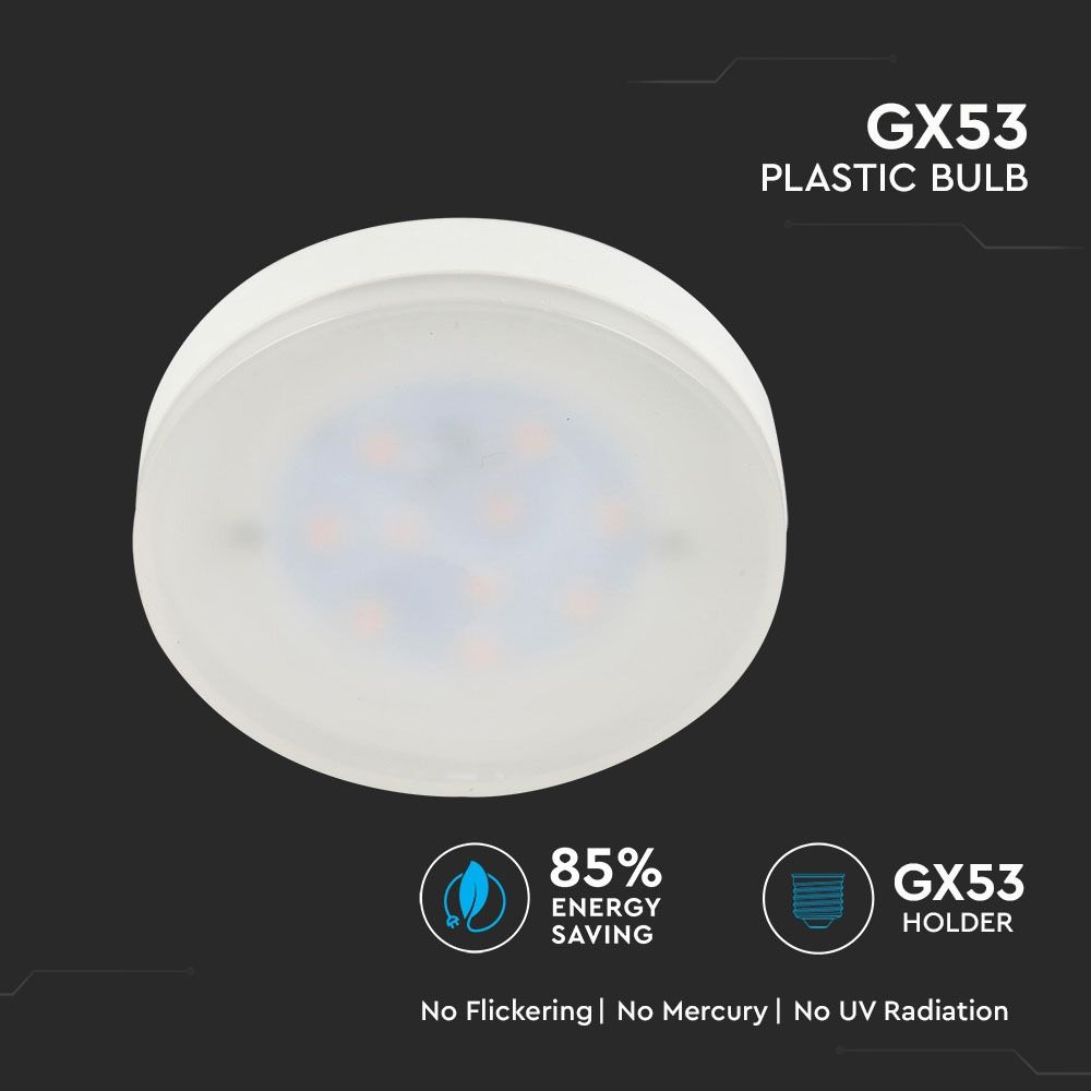 Bec LED 7W Gx53, Plastic, Lumina Calda 3000K Cip Samsung