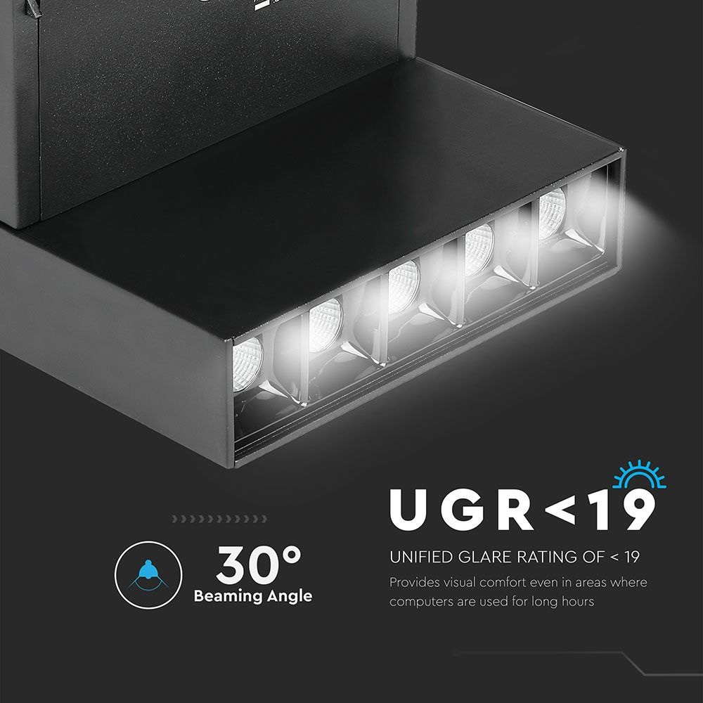 Spot Linear LED Magnetic 5 x2W SMD Negru, Aluminiu, IP20 24V Lumina Calda