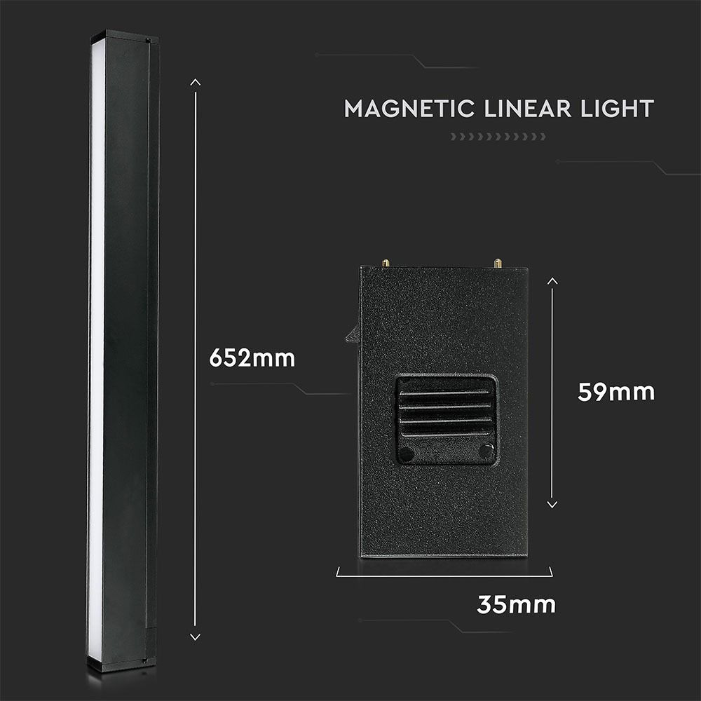 Lampa Magnetica Lineara LED 20W, SMD, Neagra, IP20, 24V, Lumina Calda
