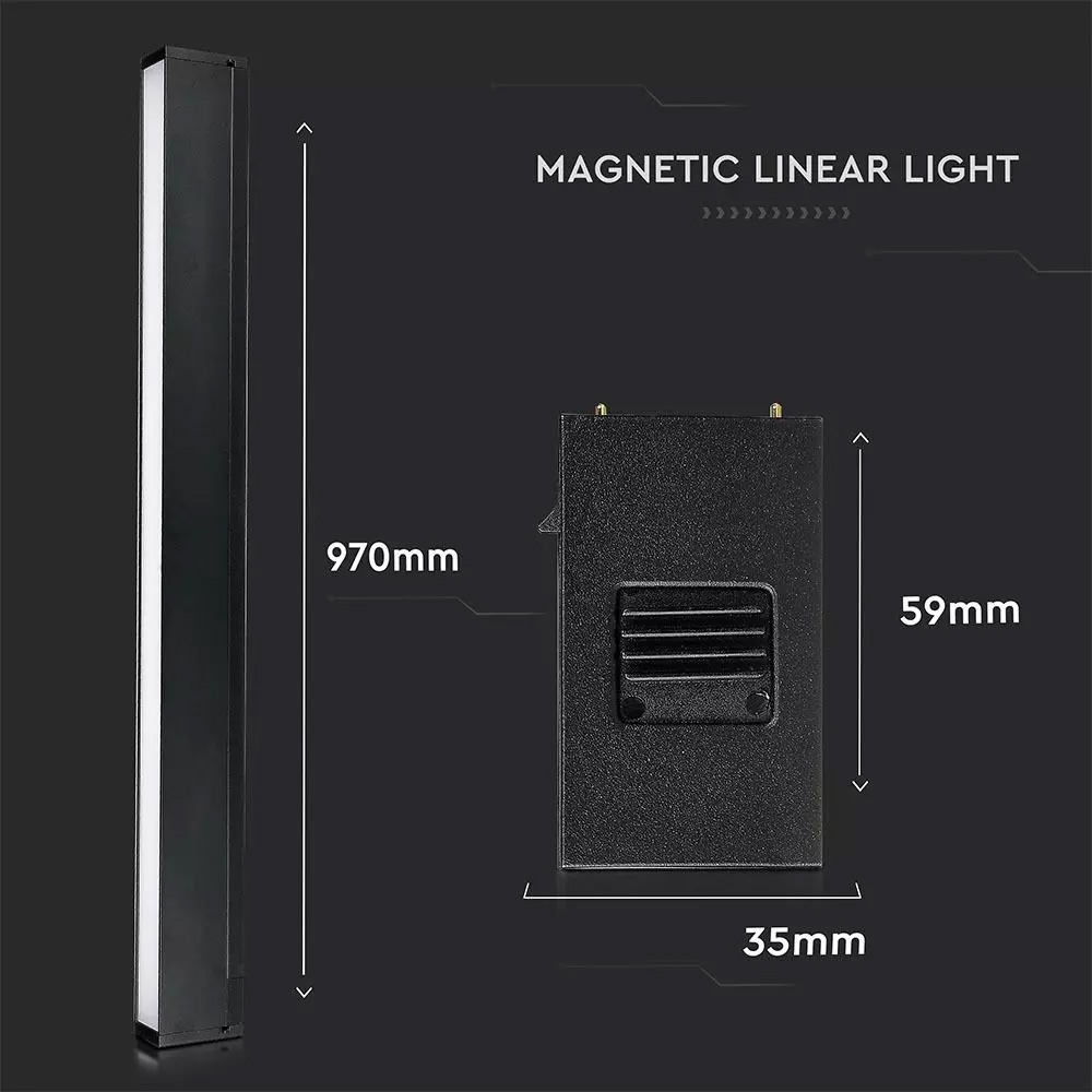Lampa Magnetica Lineara LED 30W, SMD, Neagra, IP20, 24V, 4000K
