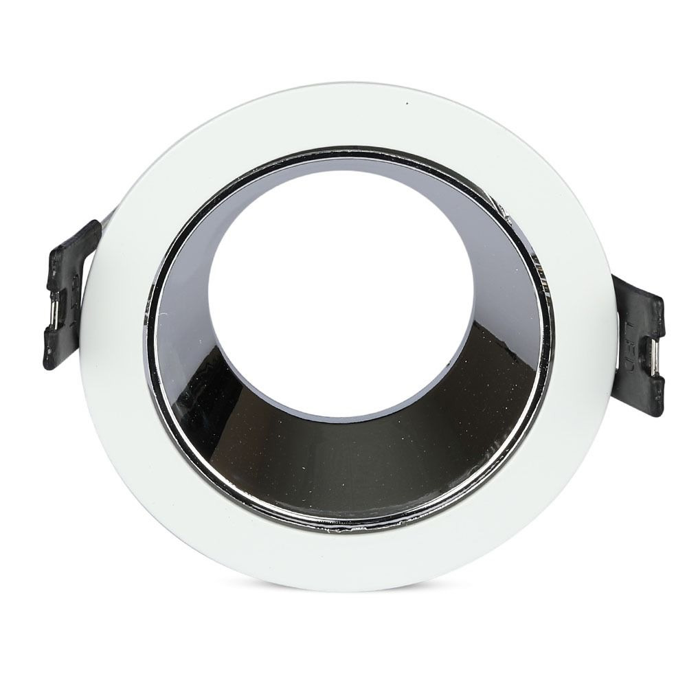 Rama Rotunda pentru Spot GU10, Culoare Alb+Crom, Diametru 72mm