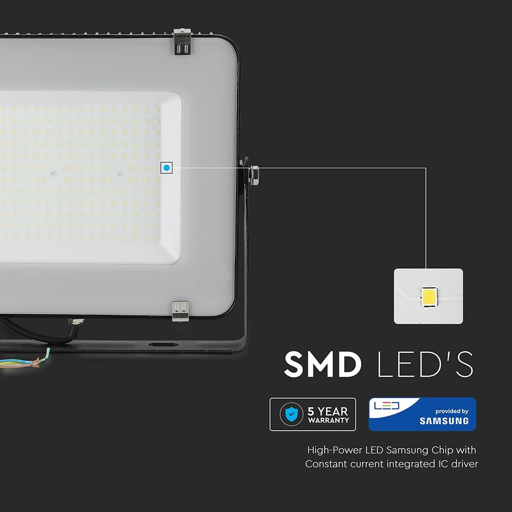 LED Floodlight, SMD SAMSUNG Chip 300W, Slim Black Body 6400K
