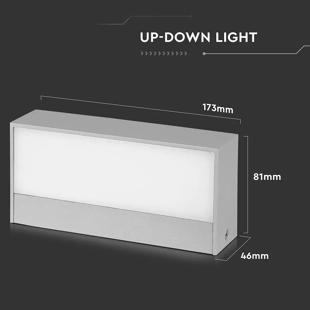 Lampa LED de exterior reglabila sus/jos 9W, Corp Gri, Lumina calda, IP65