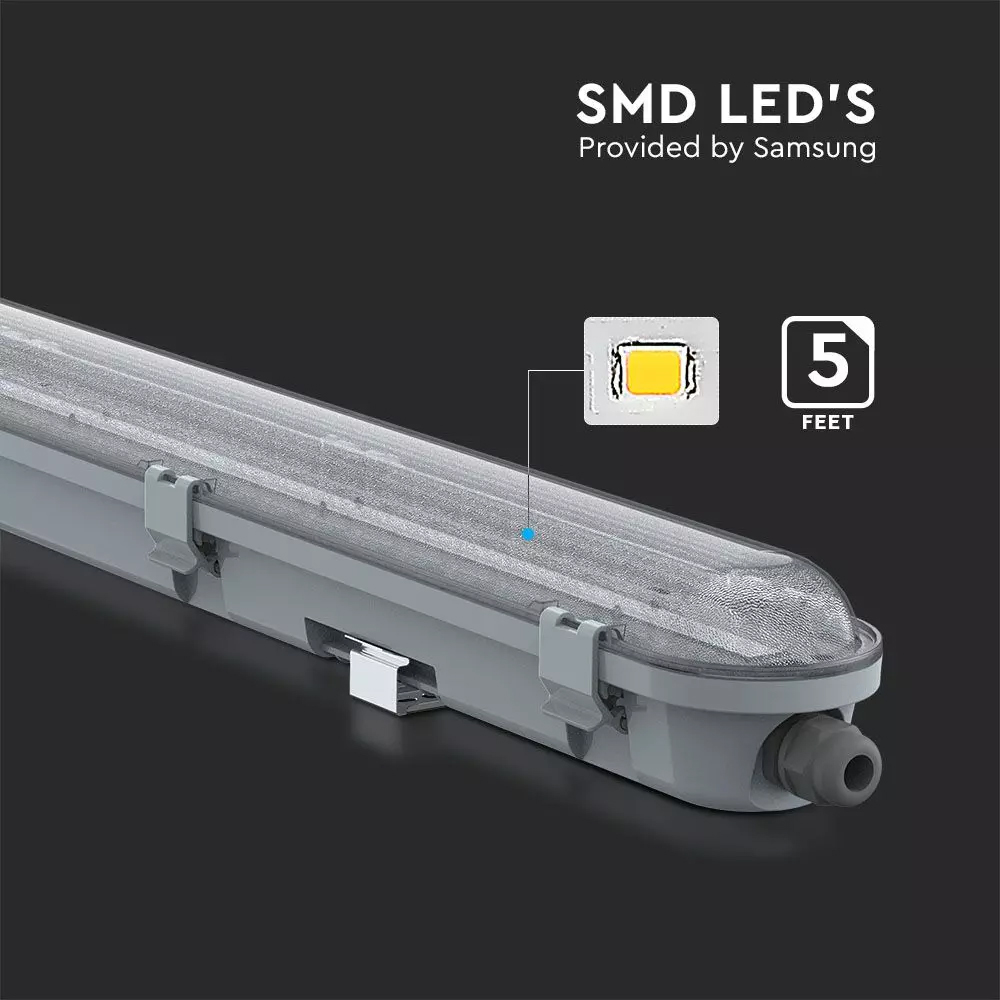 Lampa LED Rezistenta la Apa, Seria-M 1500mm, 48W, 6400K, Transparent, 120lm/W