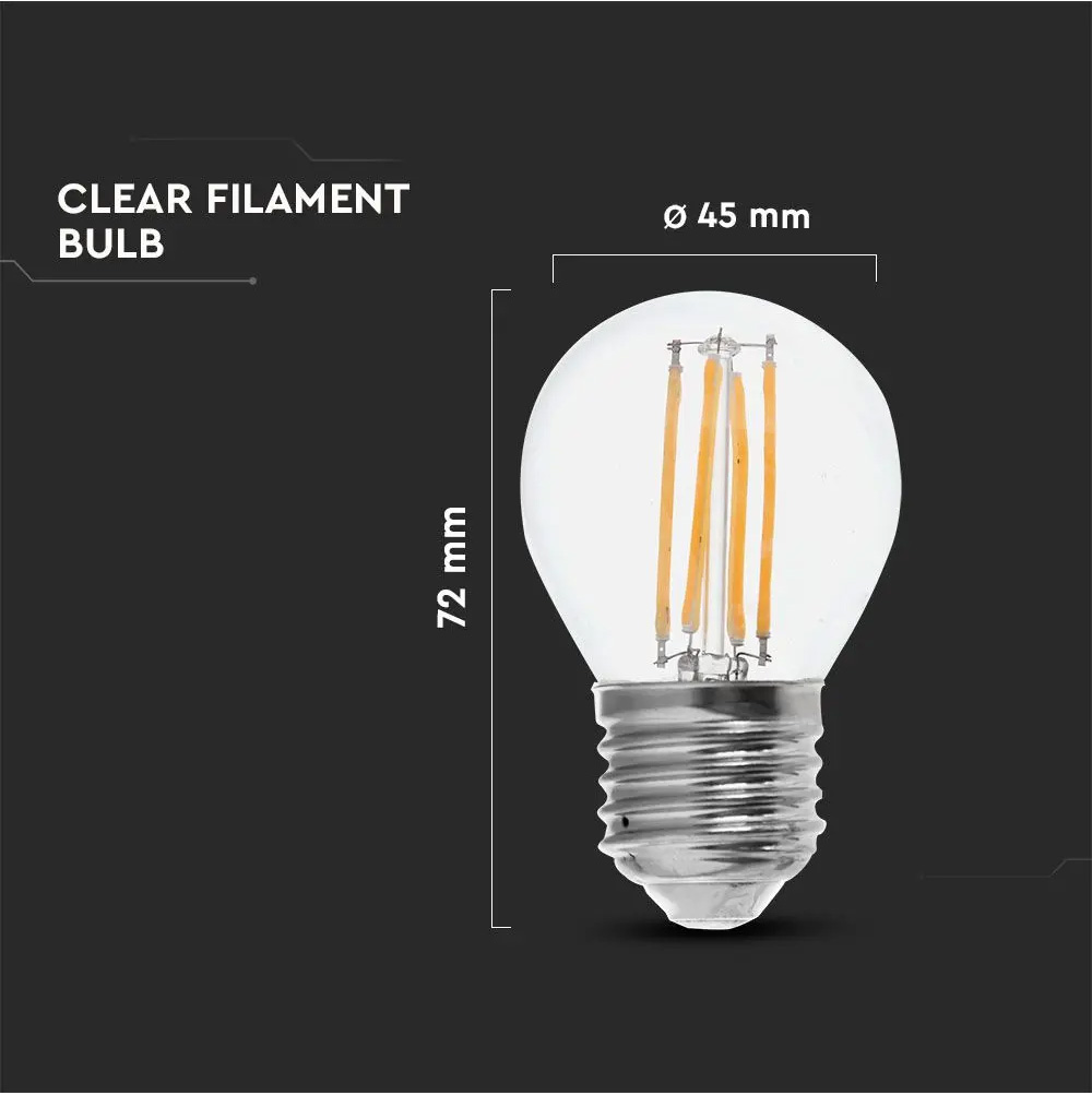Bec LED 6W, Filament, E27, G45, Clear Cover, 4000K