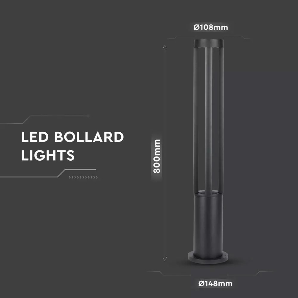 Stalpisor LED 10W, Corp Negru, Inaltime 80cm, 3000K