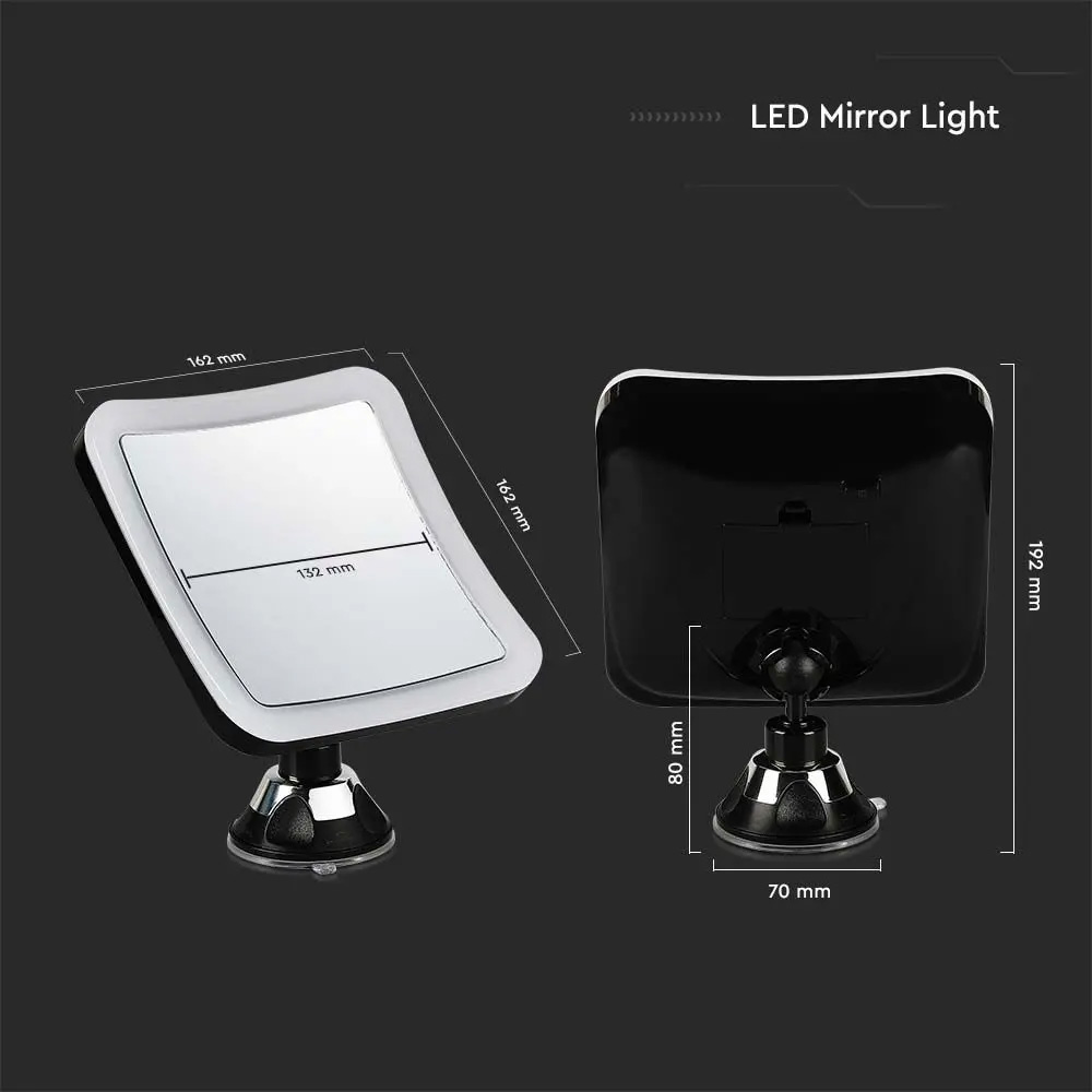 Oglindă cu Lumină LED 3.2W, Baterii 3 x AA, Corp Negru