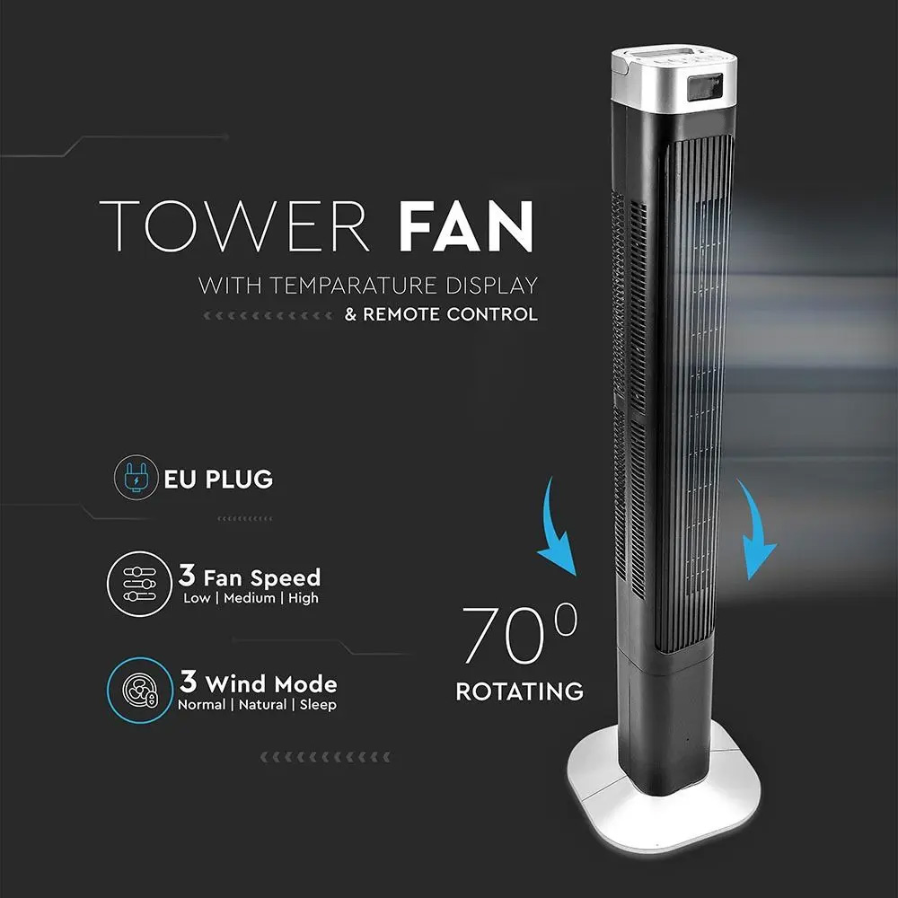 Ventilator Turn 55W, Înălțime 120cm, Negru