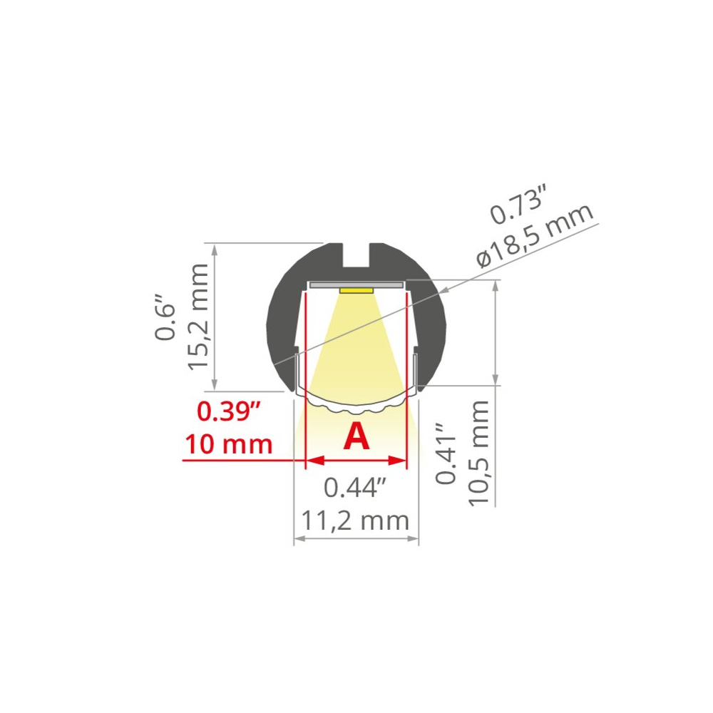 Profil Circular Tip OLEK cu Difuzie in Lateral, Negru, 2 metri/bara, Klus