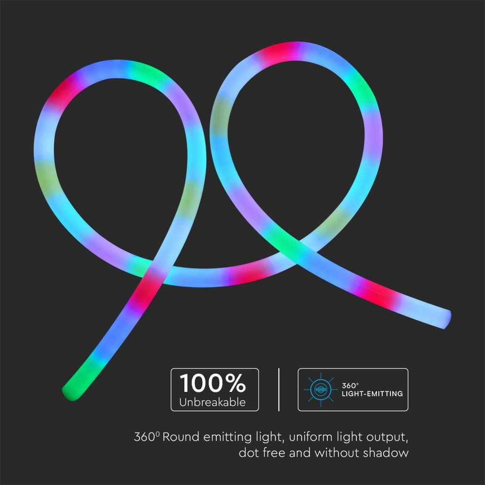 Neon Flexibil Rotund 360°, 25mm, 12W, MAGIC RGB, Rola 5 metri
