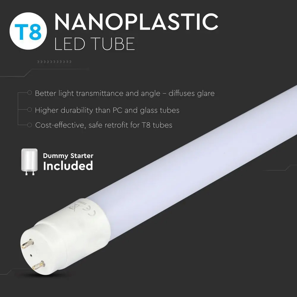Tub LED T8 18W, 120 cm, Nano Plastic, Non Rotativ, 4000K 