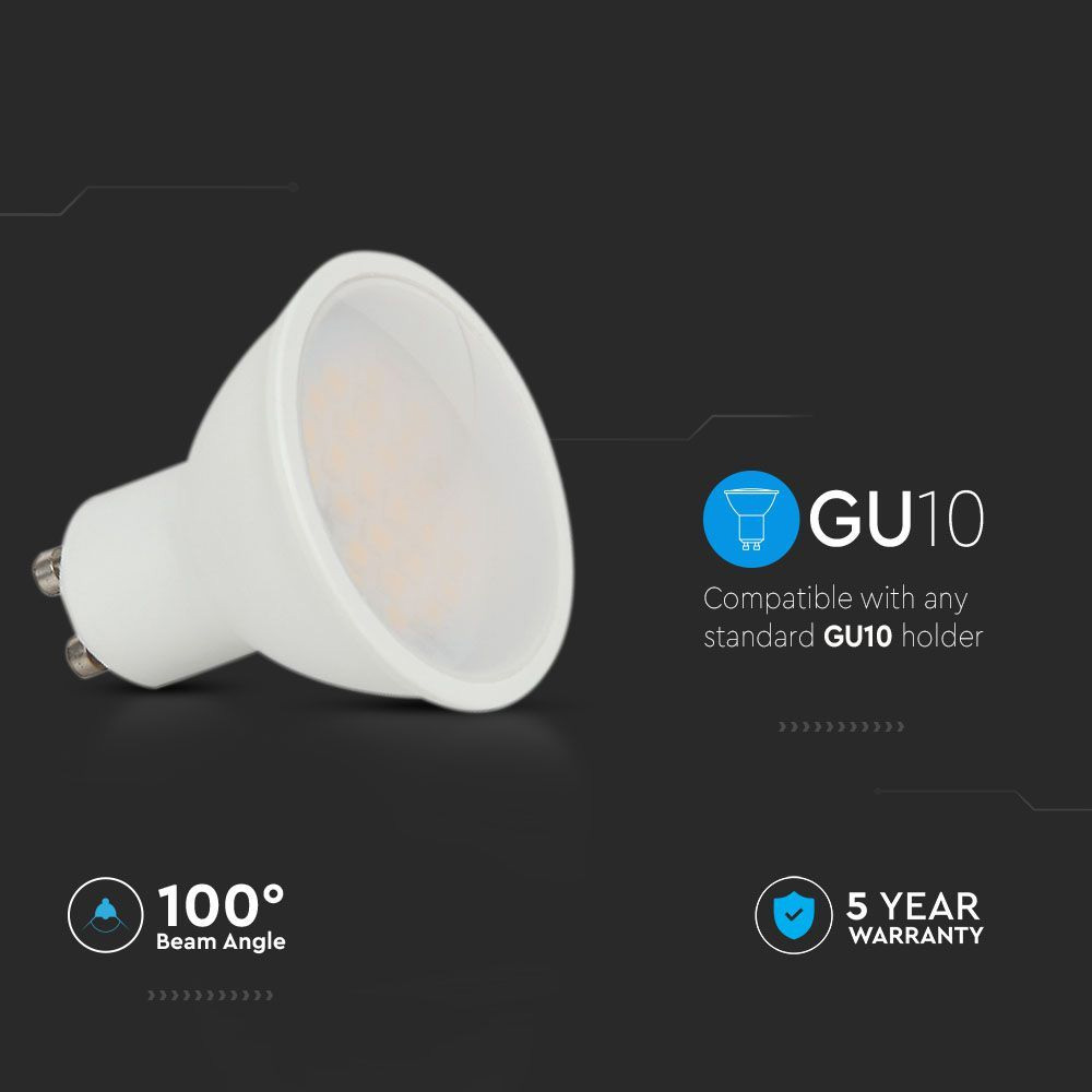 Bec LED 2.9W, GU10, Alb Plastic, Aspect Laptos, Lumina Rece 6500K