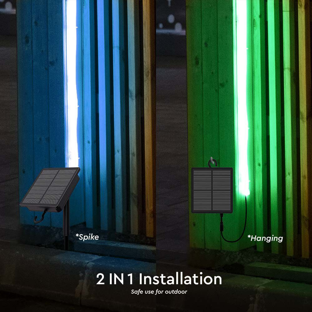 Kit Banda LED cu panou Solar, IP67, RGB, 1.2W, 5 metri/rola